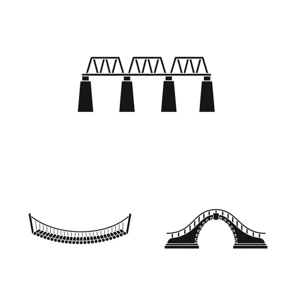 Oggetto isolato di costruzione e icona laterale. Raccolta di icone vettoriali di costruzione e ponte per magazzino . — Vettoriale Stock