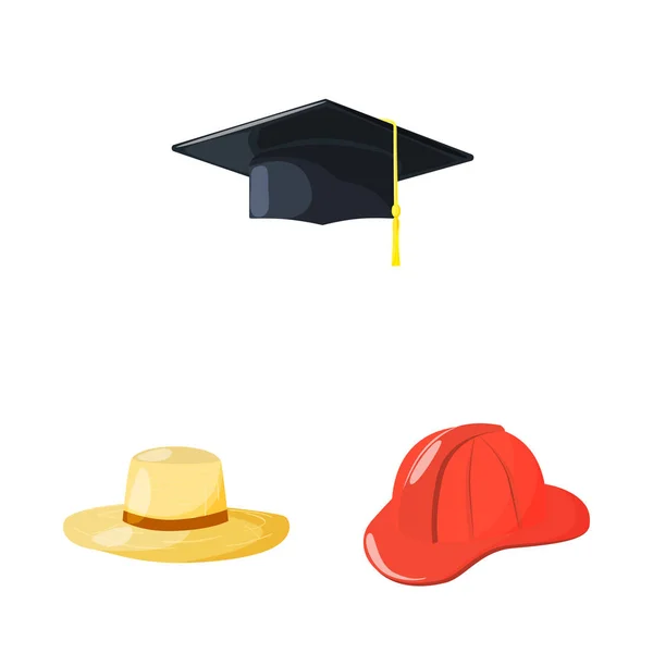 Şapkalar ve napper işareti yalıtılmış nesne. Hisse senedi için başlıklar ve kask vektör simge topluluğu. — Stok Vektör