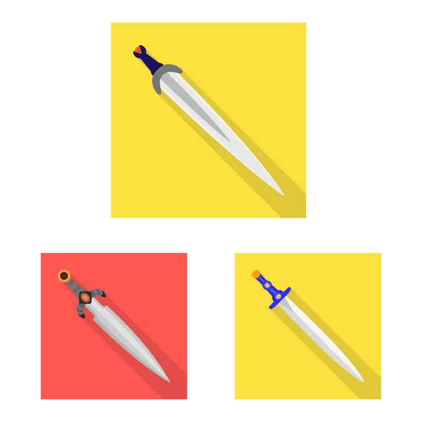 Ilustración vectorial y logotipo de la espada. Conjunto de y cuchillo símbolo de stock para la web . — Vector de stock