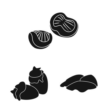 Restoran ve tarım işareti vektör tasarımı. Web için restoran ve ham stok sembolü seti.