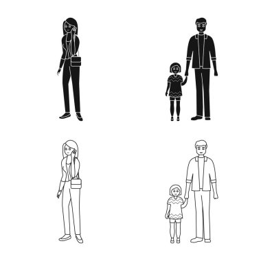 Karakter ve avatar sembolü yalıtılmış nesne. Karakter ve portre hisse senedi vektör çizim seti.