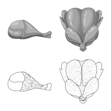 Ürün ve kümes hayvanları simge vektör Illustration. Ürün ve tarım hisse senedi vektör çizim seti.