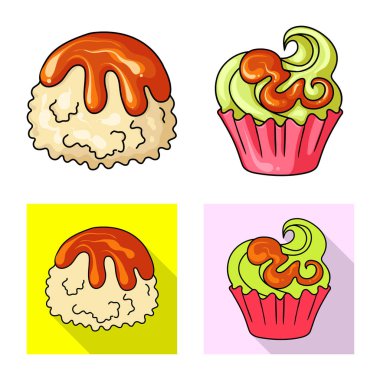 Şekerleme ve mutfak simge vektör Illustration. Şekerlemeler ve hisse senedi için ürün vektör simge kümesi.