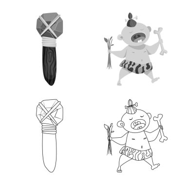 Evrim ve tarih öncesi logo vektör Illustration. Hisse senedi için evrim ve geliştirme vektör simge kümesi.