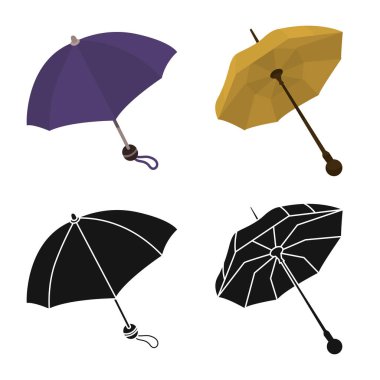 Koruma ve kapalı logo yalıtılmış nesne. Koruma ve yağmurlu hisse senedi vektör çizim koleksiyonu.