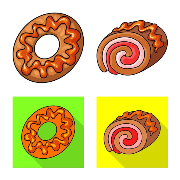 Vektor-Design von Süßwaren und kulinarischen Symbolen. Sets von Süßwaren und Produktvektorsymbolen für Aktien. — Stockvektor