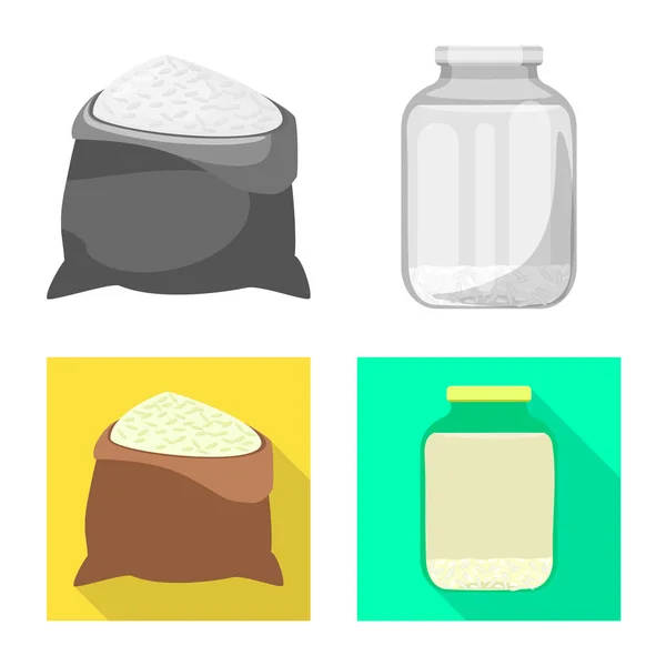 Ilustración vectorial de cultivos y logotipo ecológico. Conjunto de símbolo de cosecha y caldo de cocina para web . — Vector de stock