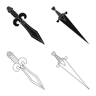 Oyun ve zırh işareti vektör Illustration. Oyun ve bıçak hisse senedi vektör çizim seti.