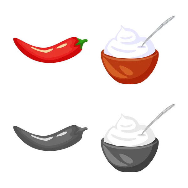 Vektordesign von Geschmack und Produktsymbol. Geschmackssatz und Kochtopf-Symbol für das Web. — Stockvektor