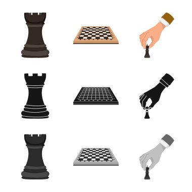 Şah mat ve ince ikon vektör tasarımı. Hisse senedi için Şah mat ve hedef vektör simge kümesi.