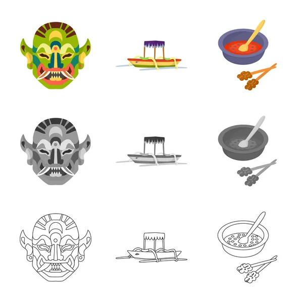 Objeto aislado y logotipo de viaje. Conjunto de iconos vectoriales tradicionales para stock . — Vector de stock