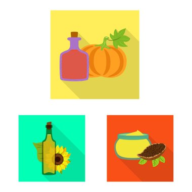 Vektör Illustration şişe ve cam logosu. Şişe ve tarım stok vektör çizim seti.