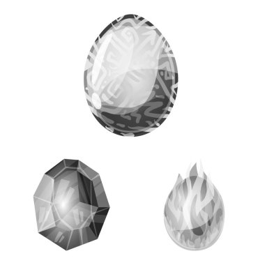 Canavar ve fantezi işareti Vektör illüstrasyon. Canavar ve büyük stok vektör illüstrasyon seti.