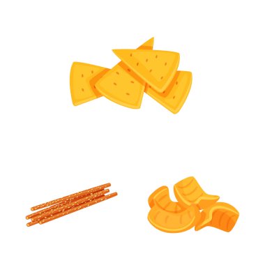 Gıda ve gevrek sembolü izole nesne. Web için gıda ve lezzet stok sembolü Koleksiyonu.