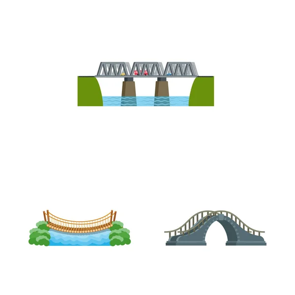 Diseño vectorial de puente y señal de puente. Colección de puente y icono de vector de referencia para stock . — Vector de stock