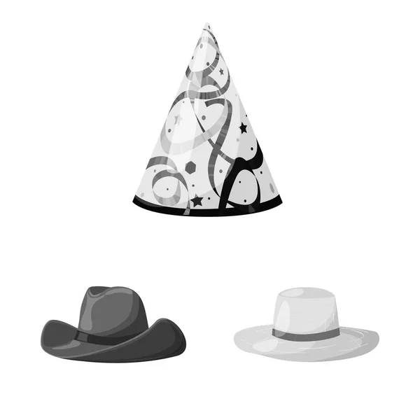 帽子とヘルメットアイコンのベクトルイラスト。在庫のための帽子と職業ベクトルアイコンのセット. — ストックベクタ