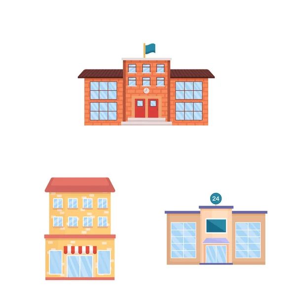 Objeto aislado de fachada e icono del edificio. Colección de fachada y vector exterior icono para stock . — Vector de stock