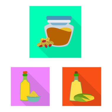 Şişe ve cam simge vektör Illustration. Web için şişe ve tarım hisse senedi simgesi kümesi.