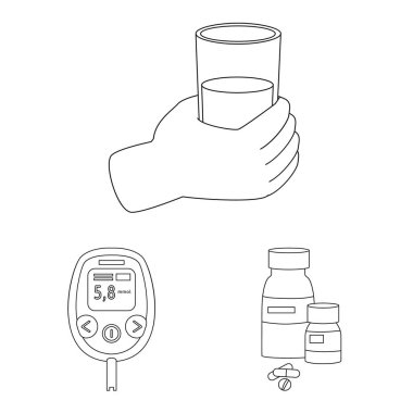 Mellitus ve diyabet işareti vektör tasarımı. Mellitus ve diyet hisse senedi vektör çizim topluluğu.