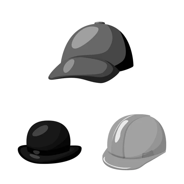 Conception vectorielle du chapeau et du symbole du casque. Ensemble de chapeau et symbole de stock de profession pour le web . — Image vectorielle