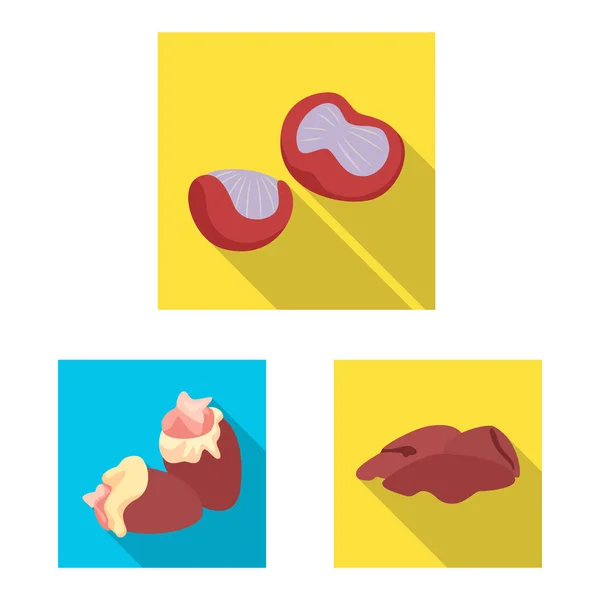 Oggetto isolato dell'icona del prodotto e del pollame. Set di prodotti e stock agricolo simbolo per il web . — Vettoriale Stock
