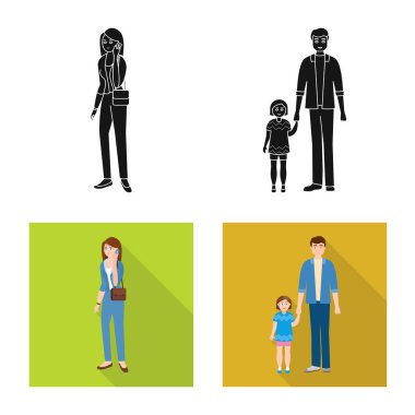 Vektör Illustration karakter ve avatar sembolü. Karakter ve portre hisse senedi vektör çizim seti.