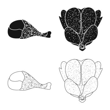 Ürün ve kümes hayvanları işareti vektör Illustration. Ürün ve tarım hisse senedi vektör çizim seti.