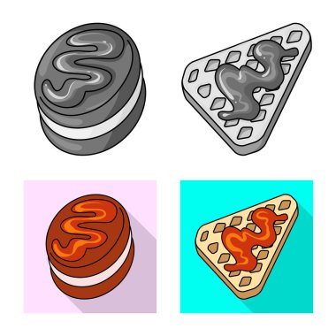 Şekerleme ve mutfak logo yalıtılmış nesne. Şekerlemeler ve hisse senedi için ürün vektör simge koleksiyonu.