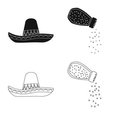 Kafe ve Latin logo vektör çizimi. Kafe ve hisse senedi için ulusal vektör ikon koleksiyonu.