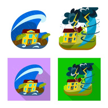 Hava ve tehlike işareti illüstrasyon vektör. Hava ve web için crash hisse senedi simgesi toplama.