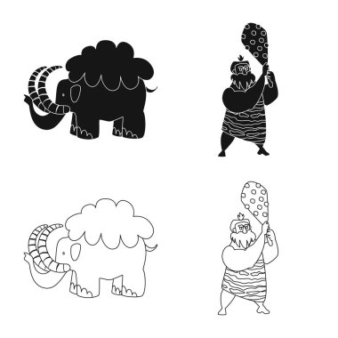 Evrim ve tarih öncesi simge vektör tasarımı. Evrim ve geliştirme hisse senedi vektör çizim seti.