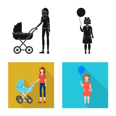 Karakter ve avatar logo vektör Illustration. Hisse senedi için karakter ve portre vektör simge kümesi.