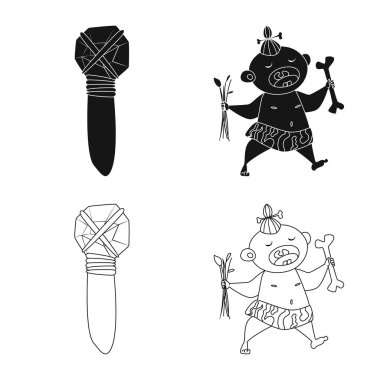 Evrim ve tarih öncesi logo vektör Illustration. Hisse senedi için evrim ve geliştirme vektör simge kümesi.