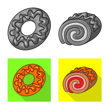 Şekerleme ve mutfak sembolü yalıtılmış nesne. Şekerleme ve ürün hisse senedi simgesi için web topluluğu.