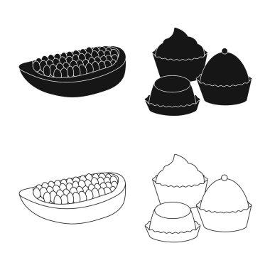 Gıda ve nefis simgesi yalıtılmış nesne. Gıda ve kahverengi hisse senedi vektör çizim koleksiyonu.