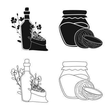 Sağlıklı ve sebze işareti vektör Illustration. Sağlıklı topluluğu ve web için tarım hisse senedi simgesi.