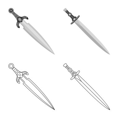 Oyun ve zırh logo yalıtılmış nesne. Oyun kümesi ve hisse senedi için bıçak vektör simgesi.