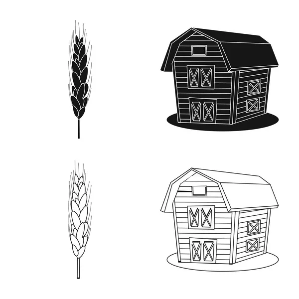 Diseño vectorial de la agricultura y símbolo de la agricultura. Conjunto de símbolos agrícolas y vegetales para web . — Vector de stock