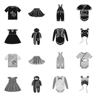 Moda ve giysi simgesi yalıtılmış nesne. Moda ve pamuk stok vektör çizim seti.