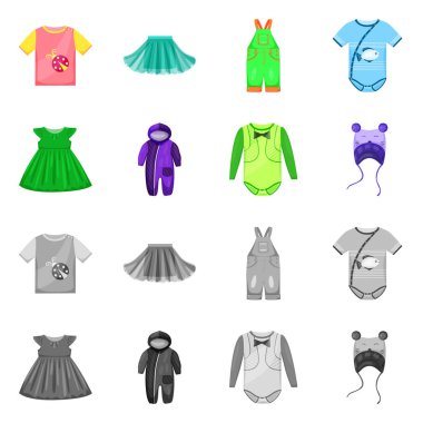 Moda ve giysi simge vektör Illustration. Web için moda ve pamuk hisse senedi simgesi kümesi.
