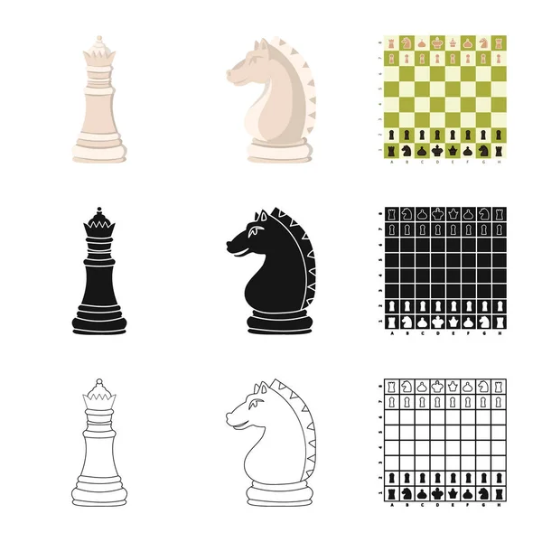 Vektordesign von Schachmatt und Thin Icon. Sammlung von Schachmatt und Target Stock Vector Illustration. — Stockvektor