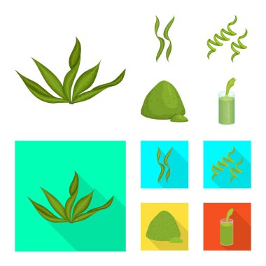 Protein ve deniz simge vektör tasarımı. Protein ve hisse senedi için doğal vektör simge kümesi.