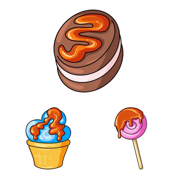 Vectorillustratie van dessert en zoete teken. Collectie van dessert en voedsel voorraad vectorillustratie. — Stockvector