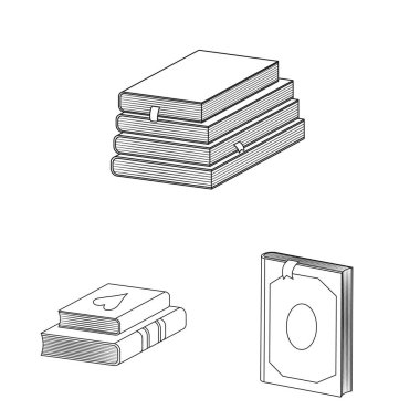 Yalıtılmış çalışma nesnesi ve edebiyat işareti. Web için çalışma ve kaynak stok sembolü toplama.