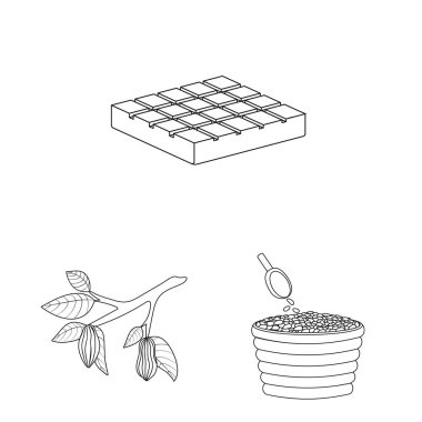 Kakao ve fasulye logo vektör Illustration. Kakao ve tatlılık hisse senedi vektör çizim seti.