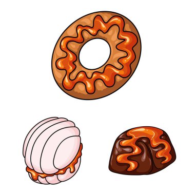 Tatlı ve tatlı işareti vektör tasarımı. Tatlı ve gıda stok vektör illüstrasyon seti.