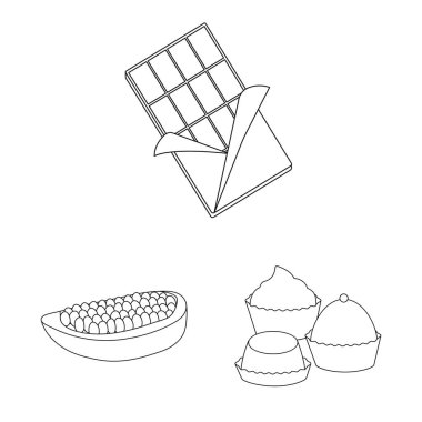 Kakao ve fasulye işareti izole nesne. Stok için kakao ve tatlılık vektör simgesi koleksiyonu.