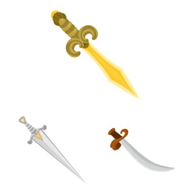 Kılıç ve hançer simge vektör Illustration. Hisse senedi için kılıç ve silah vektör simge topluluğu.