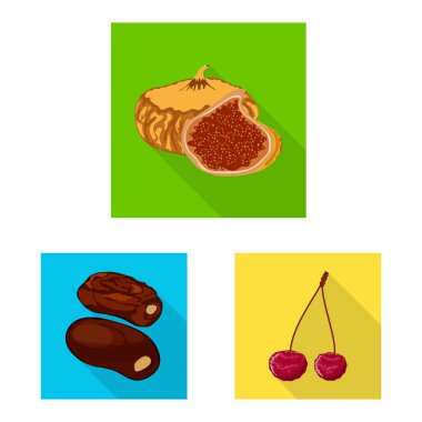 Meyve ve kurutulmuş sembolü izole nesne. Meyve ve gıda stok vektör çizim koleksiyonu.
