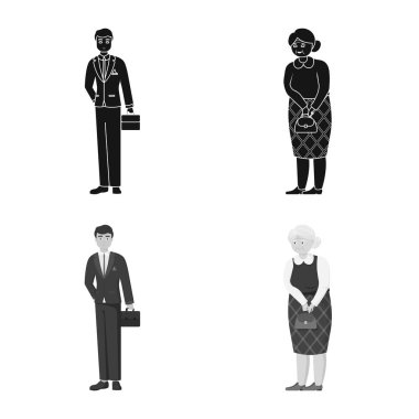 Vektör Illustration karakter ve avatar sembolü. Hisse senedi için karakter ve portre vektör simge topluluğu.